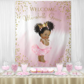 Achtergrondbanner voor Afro-prinses babyshower Wandkleed