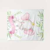 Achtergrondbanner voor babyshower met olifant meis wandkleed (Voorkant (horizontaal))
