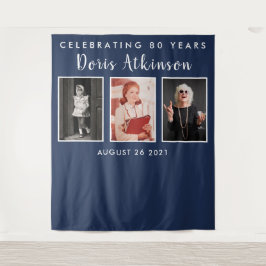Achtergrondbanner voor fotocollage 80ste verjaarda wandkleed