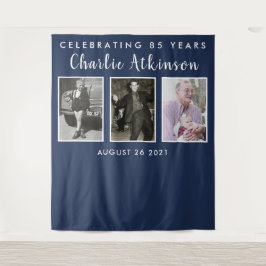 Achtergrondbanner voor fotocollage 85e verjaardag wandkleed