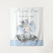 Achtergrondbanner voor Olifant Prins Baby Shower Wandkleed (Voorkant)