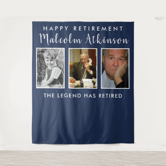 Achtergrondbanner voor pensioneringsfoto collage wandkleed (Voorkant)