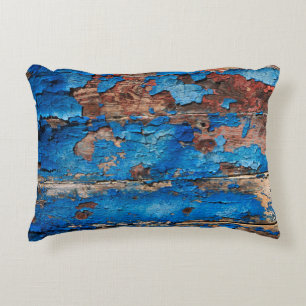 Achtergrondblauw hout accent kussen