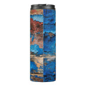 Achtergrondblauw hout thermosbeker (Achterkant)