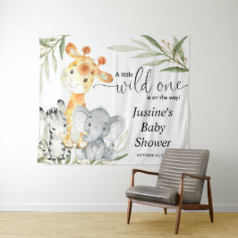 Achtergrondbord voor babyshower met cute dieren en wandkleed