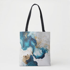 Achtergronden blauwe en goudalcohol tote bag