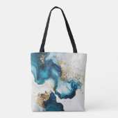 Achtergronden blauwe en goudalcohol tote bag (Achterkant)