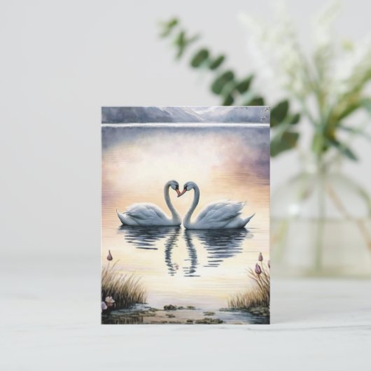 Achtergronden van het prachtige Swan-meer Feestdagenkaart (Staand voorkant)