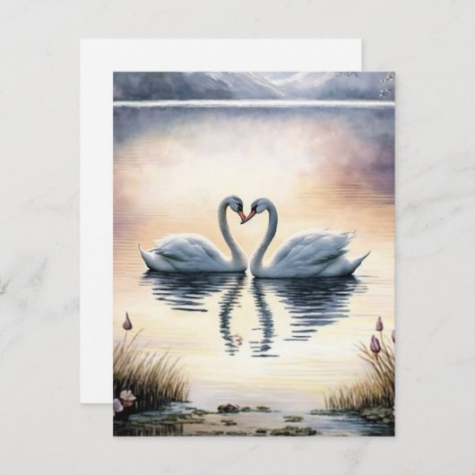 Achtergronden van het prachtige Swan-meer Feestdagenkaart (Voorkant / Achterkant)