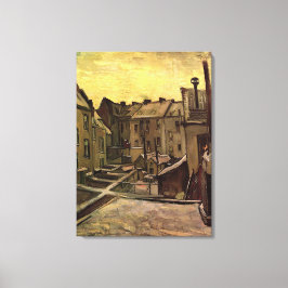 Achtergronden van oude huizen in Antwerpen in de s Canvas Afdruk