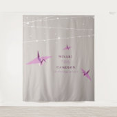 Achtergrondfoto van Origami Paper Crane Weddenscha Wandkleed (Voorkant)