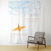 Achtergrondfoto van Origami Paper Crane Weddenscha Wandkleed (In situ)