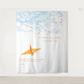 Achtergrondfoto van Origami Paper Crane Weddenscha Wandkleed (Voorkant)