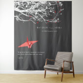 Achtergrondfoto van Origami Paper Crane Weddenscha Wandkleed (In situ)