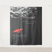 Achtergrondfoto van Origami Paper Crane Weddenscha Wandkleed (Voorkant)