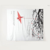 Achtergrondfoto van Origami Paper Crane Weddenscha Wandkleed (Voorkant (horizontaal))