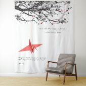 Achtergrondfoto van Origami Paper Crane Weddenscha Wandkleed (In situ)