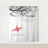 Achtergrondfoto van Origami Paper Crane Weddenscha Wandkleed (Voorkant)