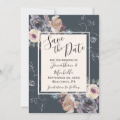 Achtergrondhuwelijk Elegant grijze crème Floral Na Save The Date (Voorkant)