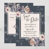 Achtergrondhuwelijk Elegant grijze crème Floral Na Save The Date (Voorkant / Achterkant)