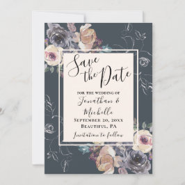 Achtergrondhuwelijk Elegant grijze crème Floral Na Save The Date