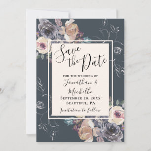 Achtergrondhuwelijk Elegant grijze crème Floral Na Save The Date