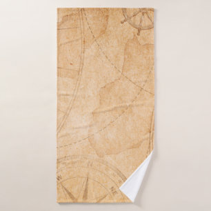 Achtergrondkaart van de schatten van de oude pirat badhanddoek