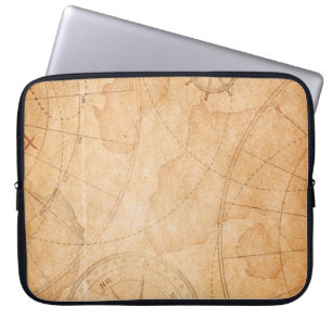 Achtergrondkaart van de schatten van de oude pirat laptop sleeve