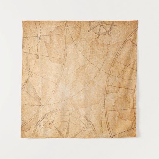 Achtergrondkaart van de schatten van de oude pirat wandkleed (Voorkant)