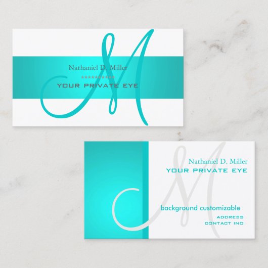 Achtergrondkleur Aqua Blue/DIY Visitekaartje (Voorkant / Achterkant)