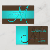 Achtergrondkleur gradiënt Aqua Blue Monogram DIY Visitekaartje (Voorkant / Achterkant)