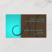 Achtergrondkleur gradiënt Aqua Blue Monogram DIY Visitekaartje (Achterkant)