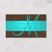 Achtergrondkleur gradiënt Aqua Blue Monogram DIY Visitekaartje (Voorkant)