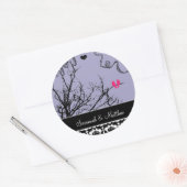  achtergrondkleur van het bruiloft van vogels kiez ronde sticker (Envelop)