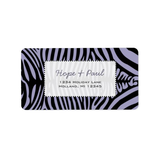 Achtergrondkleur van lavender Zebra Etiket (Voorkant)