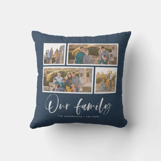 Achtergrondkleur van onze familiefotocollage bewer kussen (Achterkant)