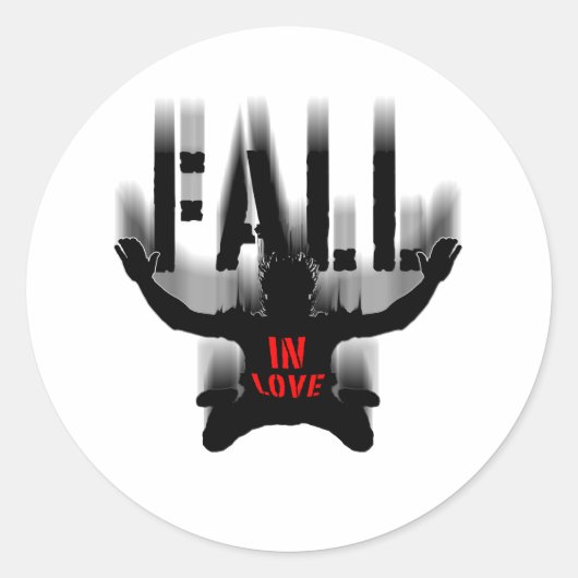 Achtergrondkleur voor Herfst in Liefde Ronde Sticker (Voorkant)