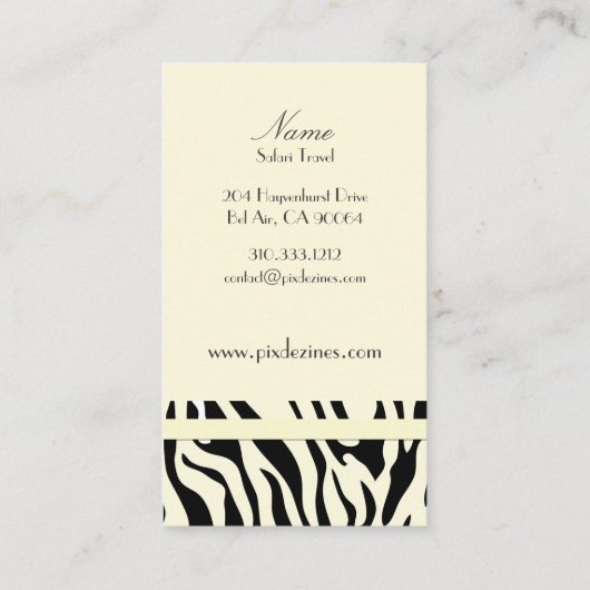 Achtergrondkleur Zebra print/DIY Visitekaartje (Achterkant)