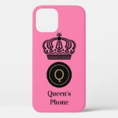 Achtergrondmonogram van koningin op basis van tele Case-Mate iPhone case (Achterkant)