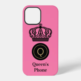 Achtergrondmonogram van koningin op basis van tele iPhone 12 pro hoesje