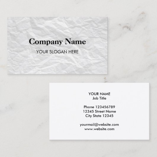 Achtergrondontwerp visitekaartje gekreukeld papier (Voorkant / Achterkant)