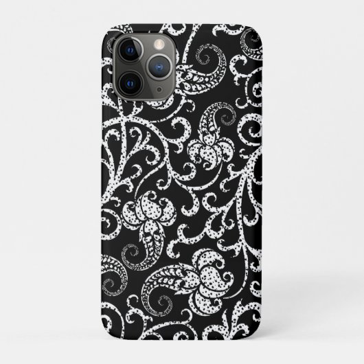 Achtergrondontwerp voor zwarte dalmatische bloemen Case-Mate iPhone case (Achterkant)