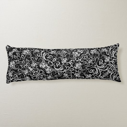 Achtergrondontwerp voor zwarte dalmatische bloemen lichaamskussen (Achterkant)