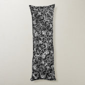 Achtergrondontwerp voor zwarte dalmatische bloemen lichaamskussen (Achterkant (Verticaal))