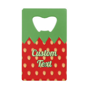 Achtergrondpatroon aardbeien creditkaart flessenopener