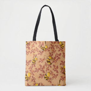 Achtergrondpatroon Cute bee Tote Bag