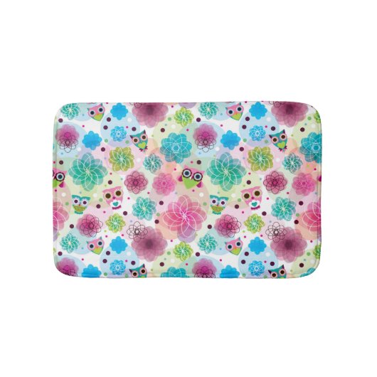 Achtergrondpatroon Cute flower owl Badmat (Voorkant)