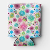 Achtergrondpatroon Cute flower owl Blikjeskoeler (Voorkant)