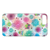 Achtergrondpatroon Cute flower owl Case-Mate iPhone Case (Achterkant (Horizontaal))