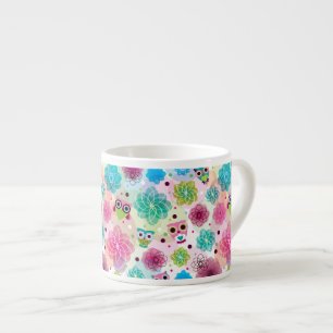 Achtergrondpatroon Cute flower owl Espresso Kop
